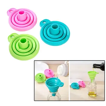 

1Pc Foldable Funnel Funnel Soy Sauce Liquid Funnel Protable Silicone Collapsible Funnel KITCHEN Practical Tools Random Color