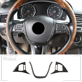 

Soft Carbon Fiber Steering Wheel U-Frame Switch Button Cover Interior Accessories for Volkswagen Touareg 2011-2018