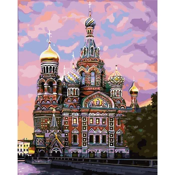 

YANXIN DIY Frame Picture DIY Painting By Numbers Kit Russia Landscape Acrylic Paint By Numbers Handpainted Painting Art 8131