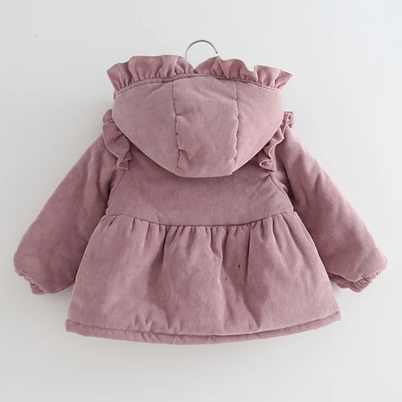 Милое плотное бархатное Детское пальто зимнее теплое пальто для маленьких девочек Детская куртка с капюшоном однотонная детская верхняя одежда