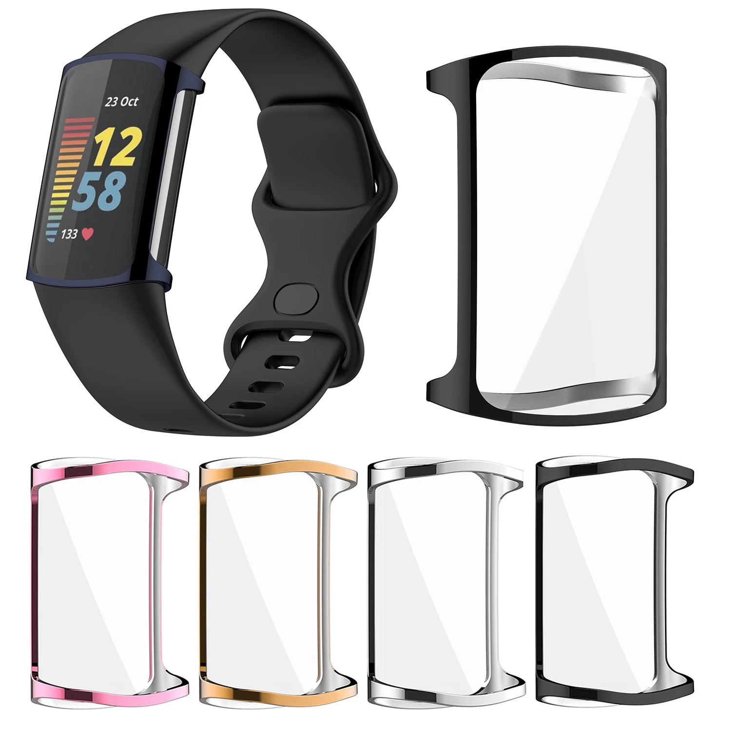 Защитный чехол из ТПУ с покрытием для Fitbit Charge 5 защитный на весь экран | Наручные