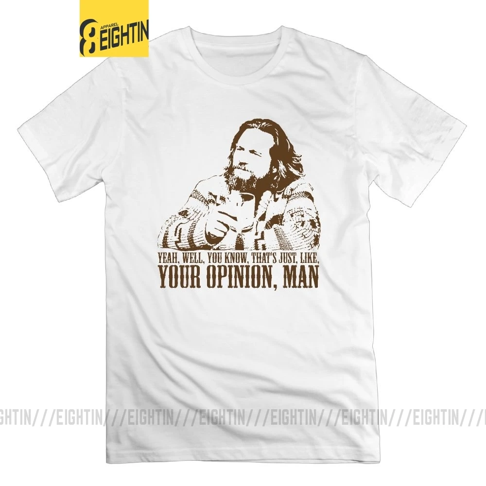 Футболка с надписью «Big Lebowski», уникальный дизайн с короткими рукавами из хлопка, Мужская футболка с круглым вырезом - Цвет: Белый
