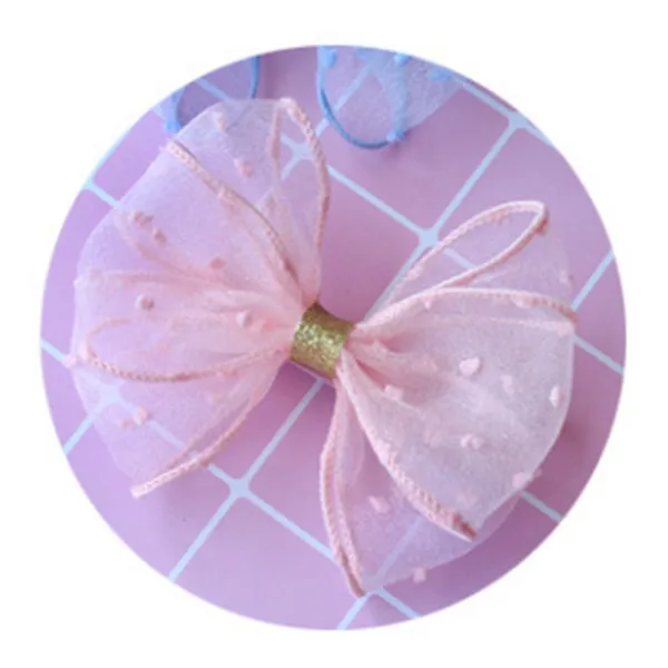 10 шт./партия, Модные Милые шифоновые детские заколки для волос с бантиком, милые заколки для девочек из пряжи Kawaii, Детские аксессуары для волос - Цвет: han pink