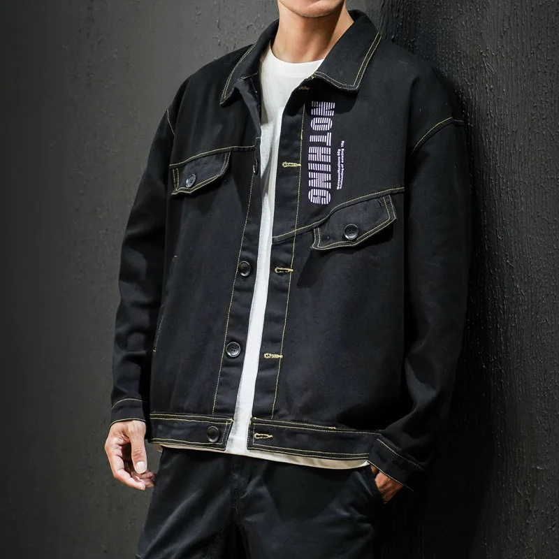 

Classic Hip Hop Letter Printed Oversize Streetwear Jackets Men Casual Male Japanese Style Jacket Fashion Autumn Cotton Coat