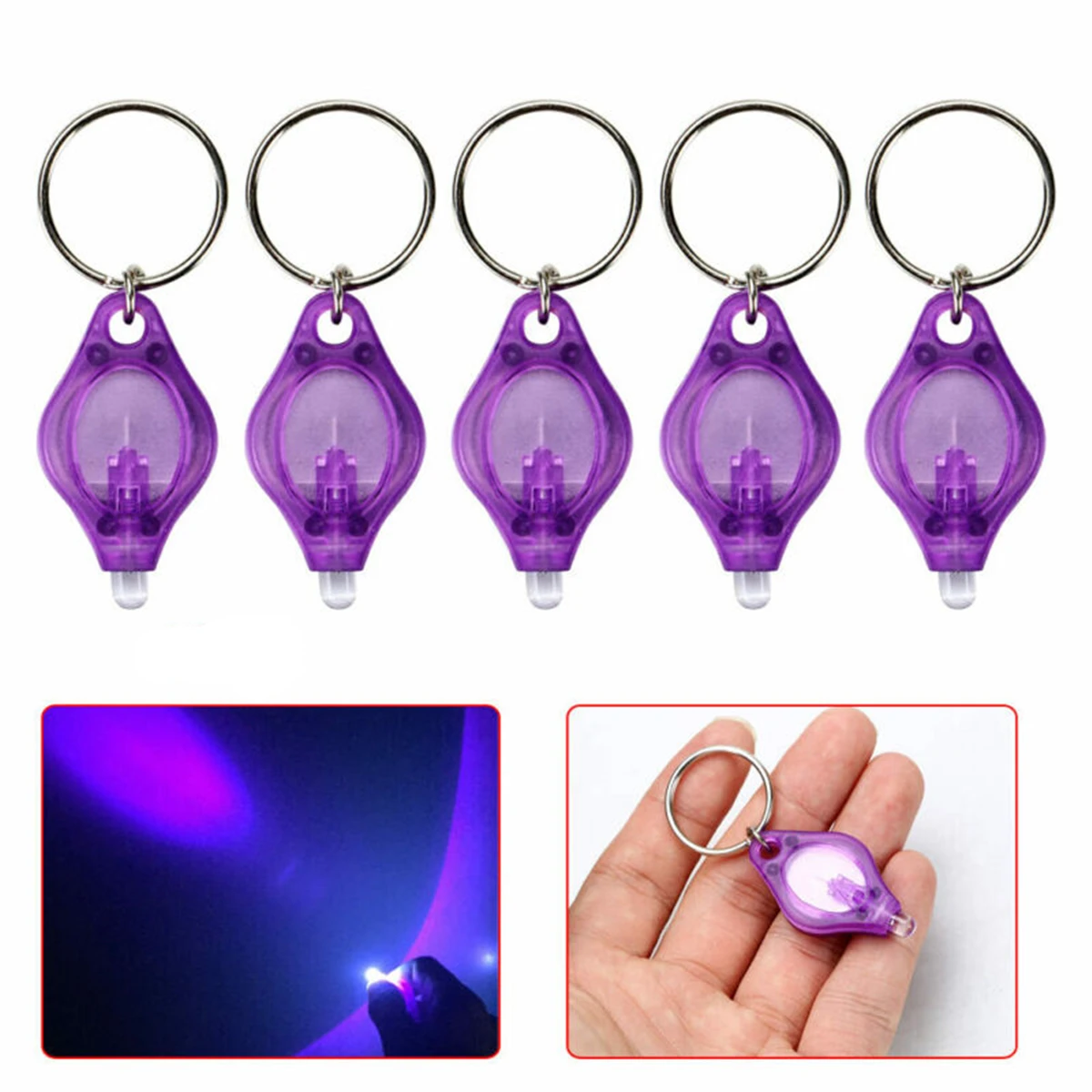 5pcs Mini LED Keychain Torch Flashlight Finger Light Blue/Green/Red/Purple Lamp 