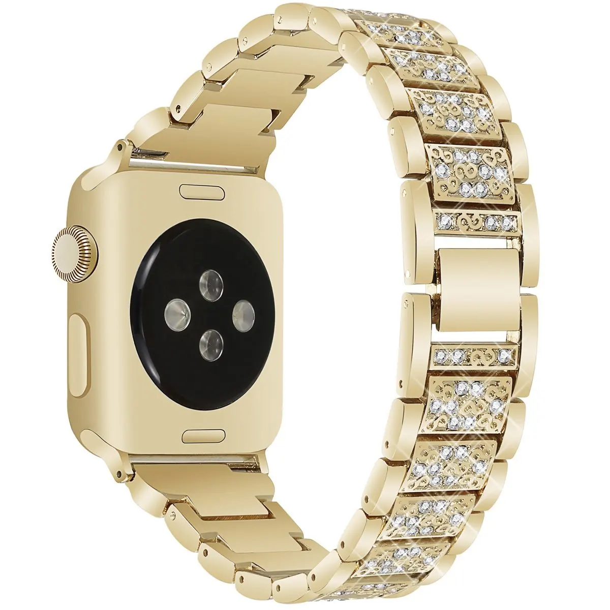 Бриллиантовый ремешок для Apple Watch 38 мм 42 мм, металлические стразы, сменный Браслет для женщин iWatch, ремешок 40 мм, 44 мм, серия 5, 4 - Цвет ремешка: gold
