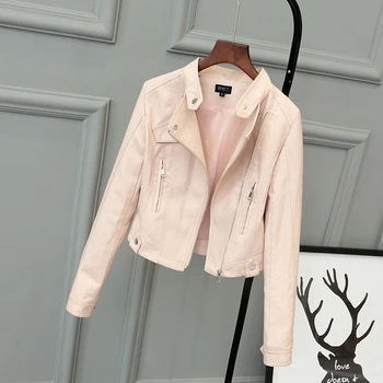 

Fashion PU leather women jacket autumn winter short casual coats outerwear slim harajuku jacket women 2020 white chaqueta mujer
