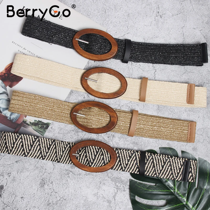 BerryGo богемский широкий пояс Женский вязаный крючком тканый женский трендовый