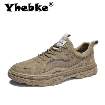 

Yhebke Brand Men Leather Shoes Flats Lace-Up Footwear Men'S Luxury Shoes Comfortable Casual Men'S Shoes Zapatos De Hombre Khaki