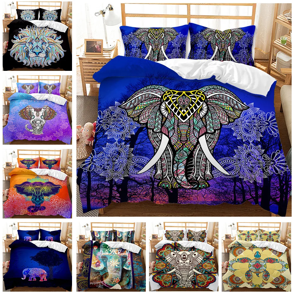 HD Digital Bohemia Elephant Print Bedding Sets Duvet Cover+Pillowcase 2