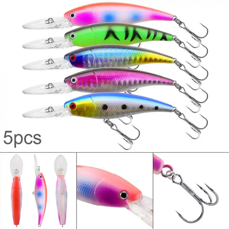 Minnow приманки 5 шт. 9 см 7 г блесна для рыбалки комплект плавающие джиг рыболовный