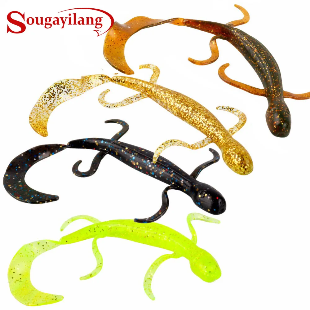 Sougayilang 4 шт. Gecko Мягкая приманка воблеры рыболовная силиконовая насекомое для