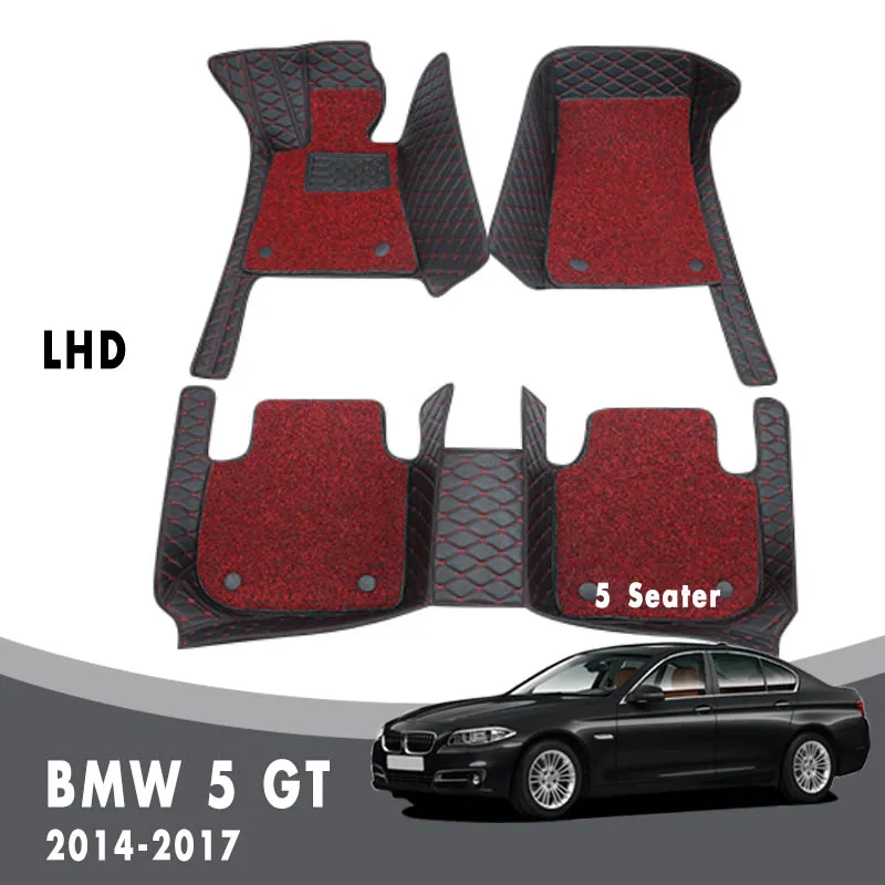 

Car Floor Mats For BMW 5 GT 5 Seater 2017 2016 2015 2014 Carpets Luxury Double Layer Wire Loop Auto Accessories Custom Leather
