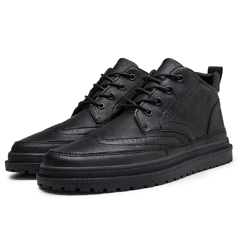Мужские кроссовки из мягкой кожи; повседневная обувь на плоской подошве; модные брендовые деловые кроссовки; мужские серые туфли; Цвет Черный;% 0806 - Цвет: Черный