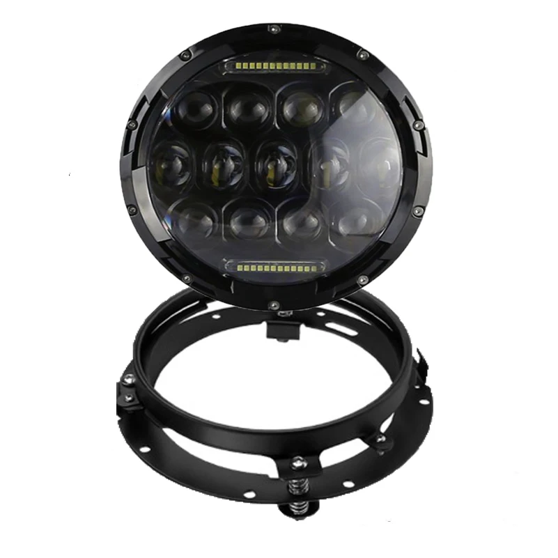 75W set B 7-дюймовый круглый светодиодный фонарь 60 Вт дальний/ближний свет DRL ангельские глазки лампа с гало Монтажная 7 ''фара двигателя Кронштейн кольцо для Harley для jeep - Цвет: 75W set B