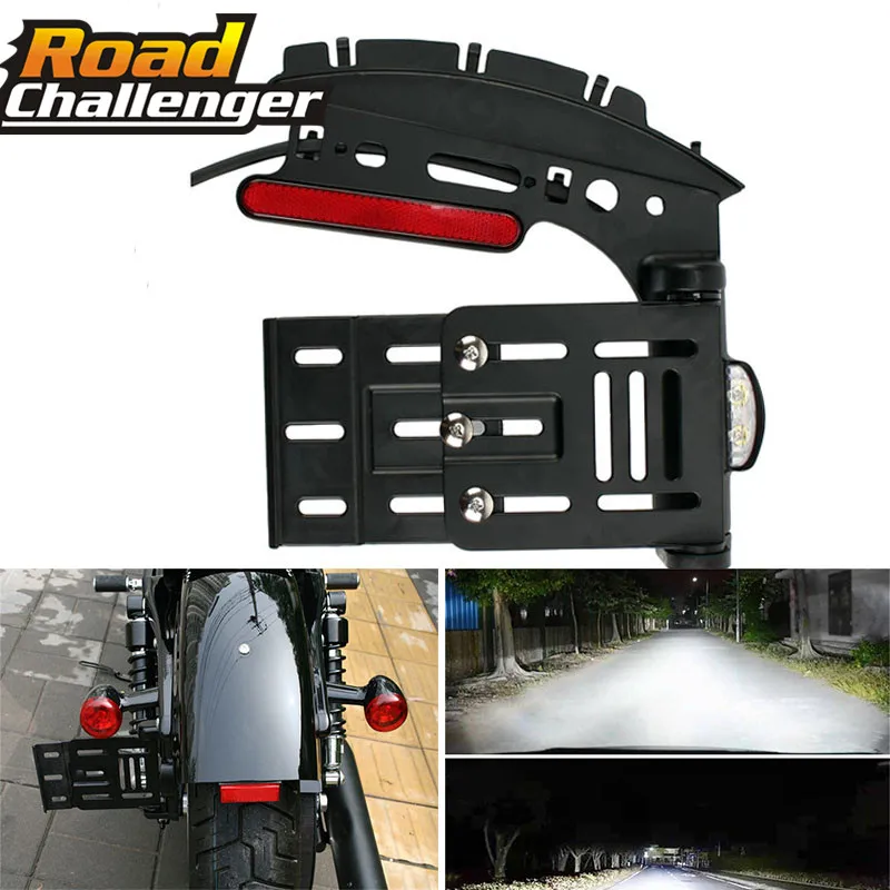 Motorcycle Collapsible Folding Side Mount License plate Bracket For