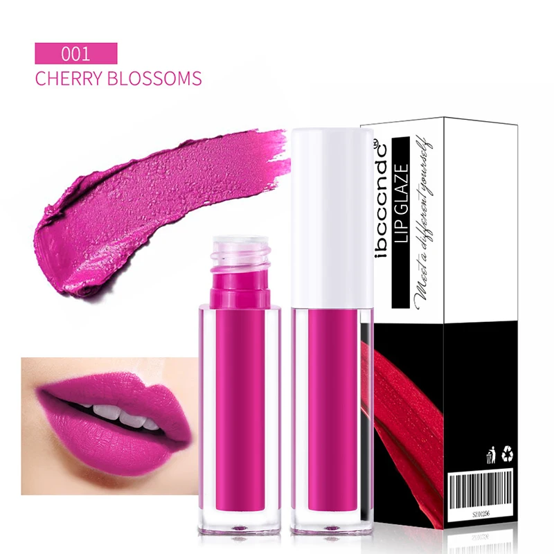 01 Ibcccndc Mousse lip glaze wine red purple rose vampire lip cream long lasting waterproof velvet matte lip gloss IB024 - Цвет: 01