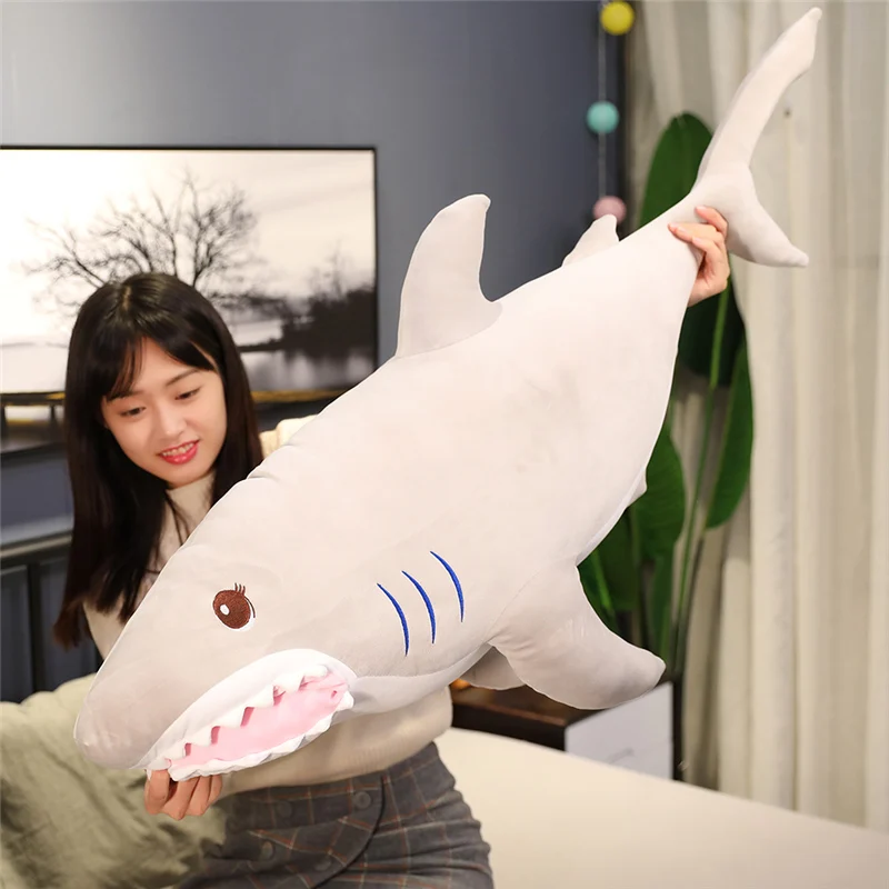 Big Size Funny Soft Bite Grey Plush Shark Toy Pillow Appease Cushion Gift For Children | Игрушки и хобби