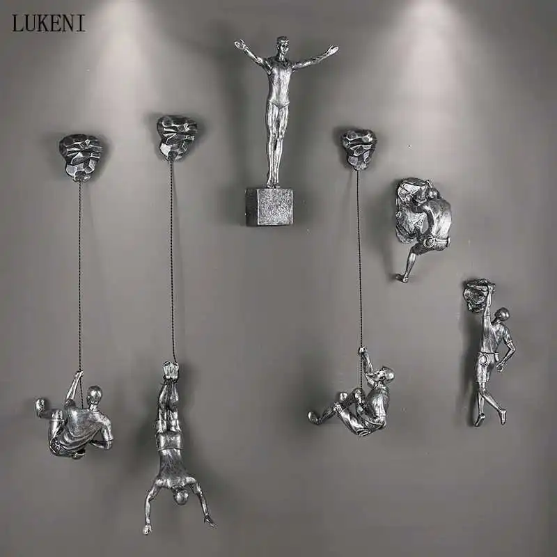 Custom Colors Retro Rock Climbing Character Sculpture Wall Hanging Background Wall Home Decoration Hanging Climbing Statue Custom Colors Retro Rock Climbing Character Sculpture Wall Hanging Background Wall Home Decoration Hanging Climbing Statue