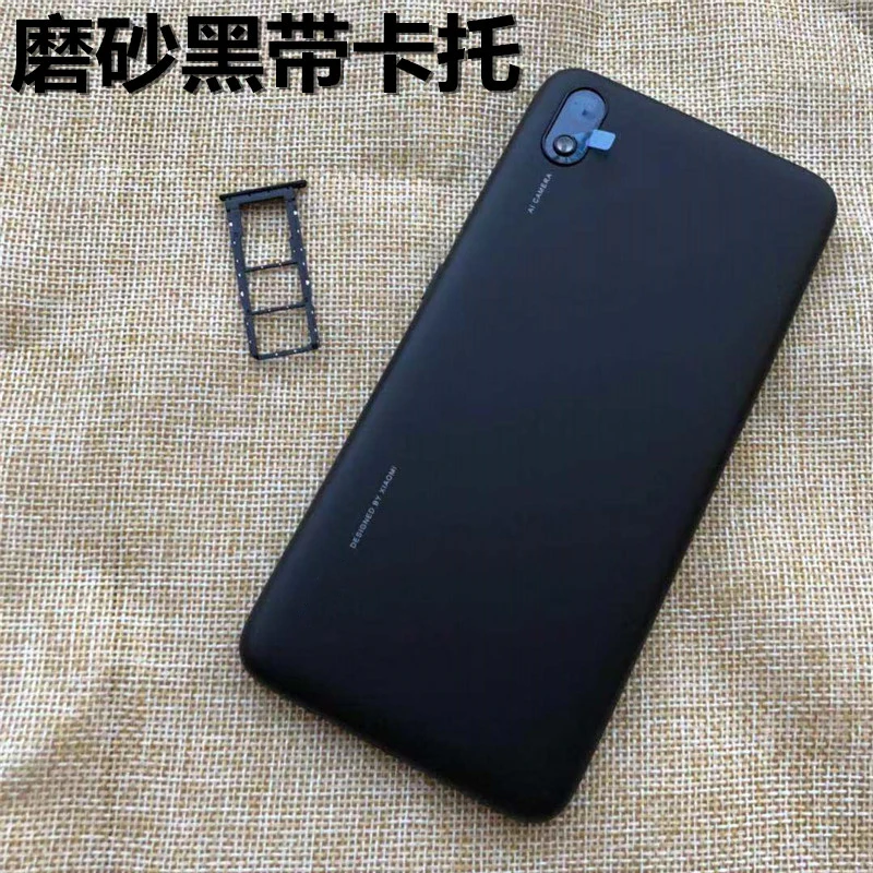 Black with Card Для Xiaomi Redmi 7A задняя крышка аккумулятора задняя крышка корпуса задняя крышка камеры стеклянная линза Боковая клавиша запасные части - Цвет: Black with Card