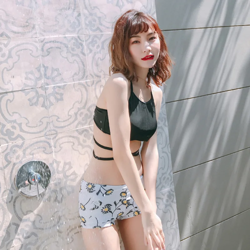 

Betis Women's Three-piece Set Split Type Small Bust Gathering Boxers Long Sleeve Blouse-GIRL'S Hot Springs Bathing Suit