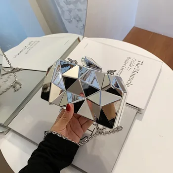 

Cubic Laser Small Evening Bag Dinner Holding Mini Chain Party Handbag 2020 New Mobile Phone Bag Chain Bags