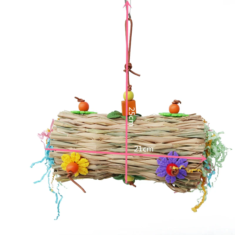 Игрушка-Попугай Игрушка маленький и средний попугай соломенная игрушка кусающаяся игрушка соломенная качели - Цвет: 01