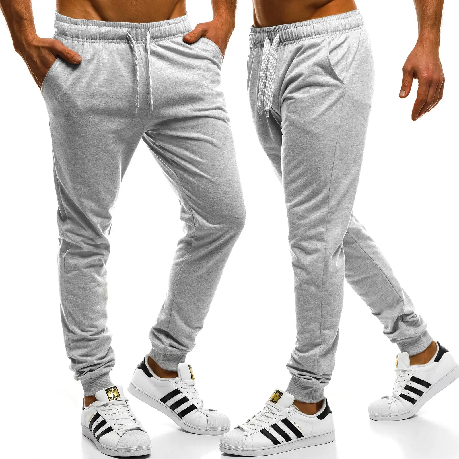 

pants men 2020 men's new pure color tethered slacks loose and comfortable men's sweat pants