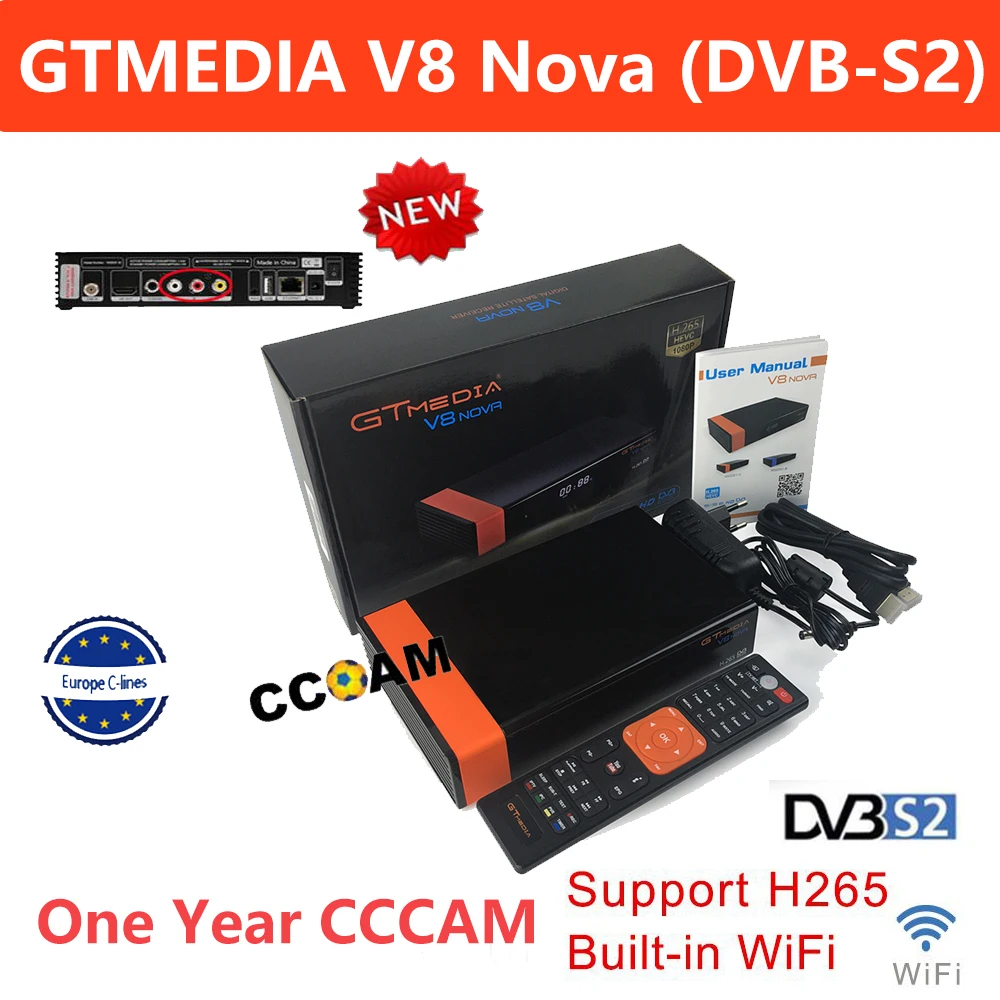 GTMedia V8 Nova спутниковый ресивер DVB-S2 H.265 встроенный WiFi с 1 год Испания Европа Cccam GTmedia V8 NOVA V9 супер рецепторы