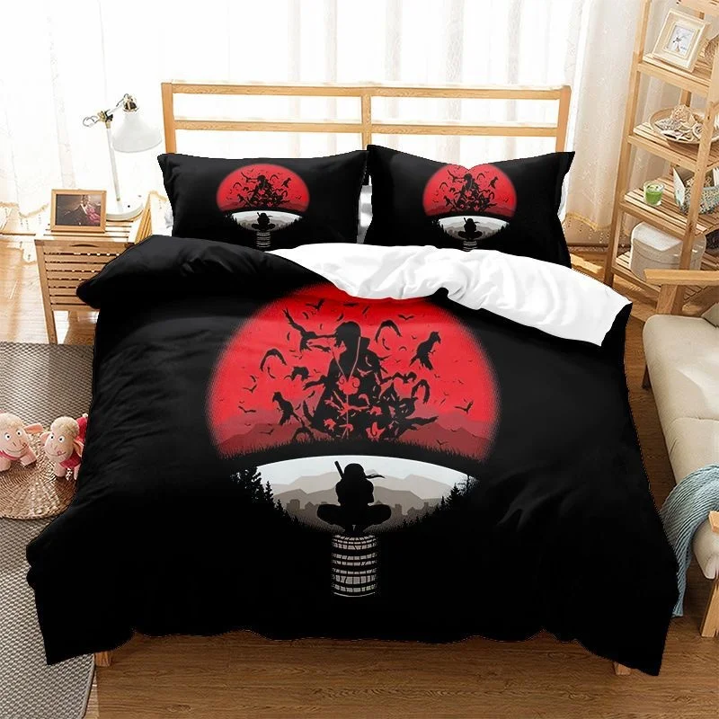 Ninja Uzumaki Uchiha Narutoes Bedding Set Duvet Cover Quilt Cover Pillowcase Double Queen King Size Kids Bedroom Home Textile