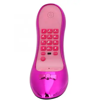 

Home High-Heeled Shoe Landline Phone Stylish Electroplate Purple Desk Telephone Creative Telephone