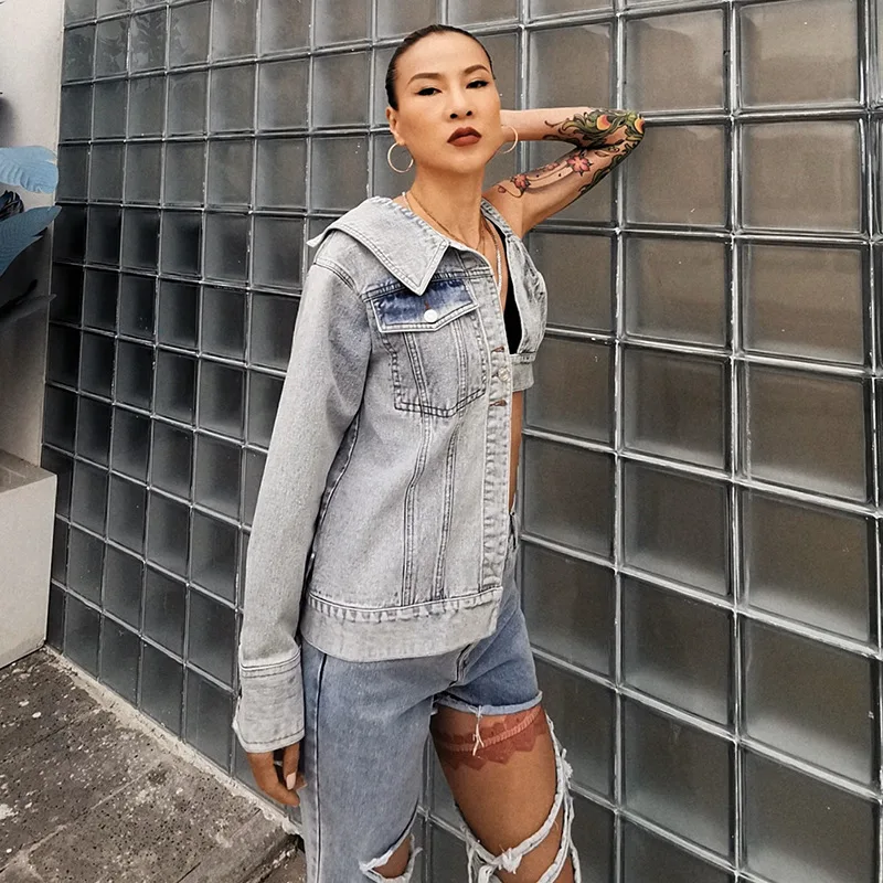 SEASONS New Half Spliced Denim Jacket 