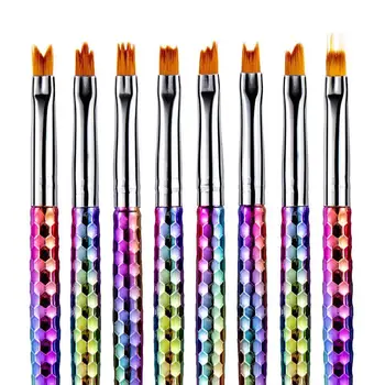 

8pcs/set Nail Art French Brushes DIY Petal Flower Gradient Fade Green Pen Mint Painting Drawing Brushes Color Drawing E8F3