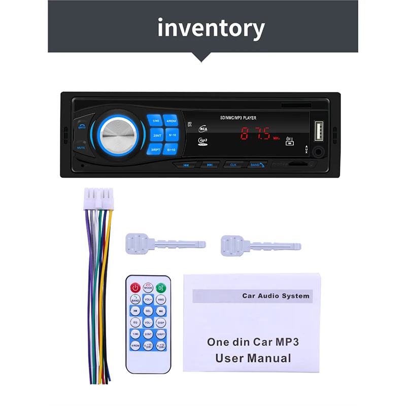 1 DIN в тире головное устройство Bluetooth USB AUX FM радио приемник стерео MP3-плеер одиночный автомобильный стерео MP3-плеер