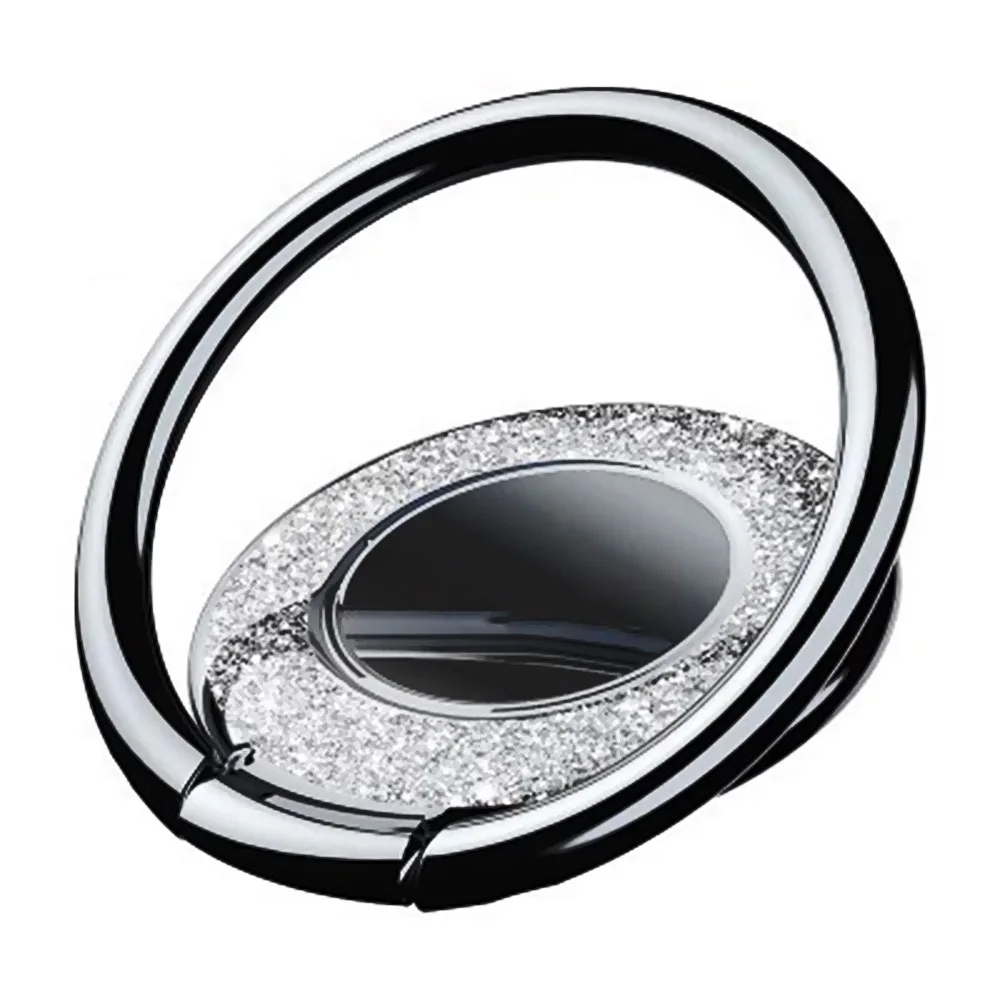 Вращающаяся для рабочего стола на 360 ° универсальная подставка для телефона из сплава с кольцом для мобильного телефона - Цвет: Черный