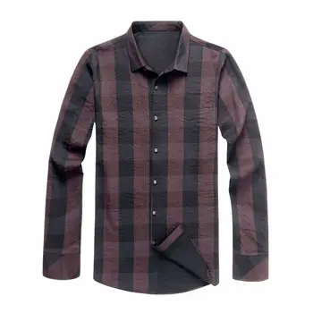 

Big Size Dark Grid Shirt Male Long Sleeve Shirt Plus Fat plus Loose Fat Business Leisure Autumn Backing Shirt Male