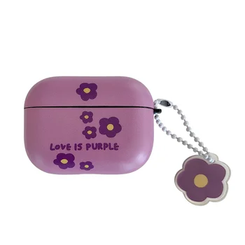 

Wireless Earphone Cover for Airpods Cute Purple Flower Printing Plastic Earphone Case for Apple Airpods Pro Protective Cover Box