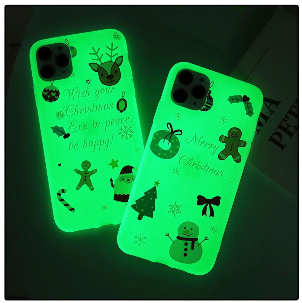 Lovebay Прозрачный матовый светящийся чехол для телефона для iPhone 7 8 6 6s Plus 11 Pro X XS XR XS Max Рождественская мягкая задняя крышка из ТПУ