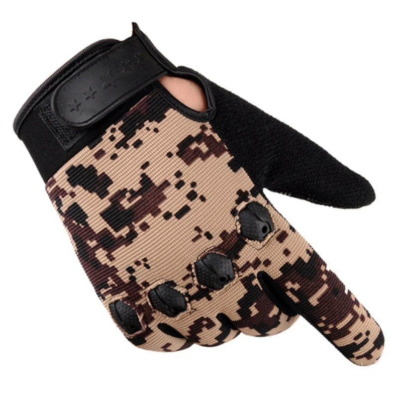 Уличные камуфляжные перчатки, полный палец, камуфляжные перчатки для рыбалки, противоскользящие резиновые варежки, охота, кемпинг, Велоспорт - Цвет: Desert camouflage