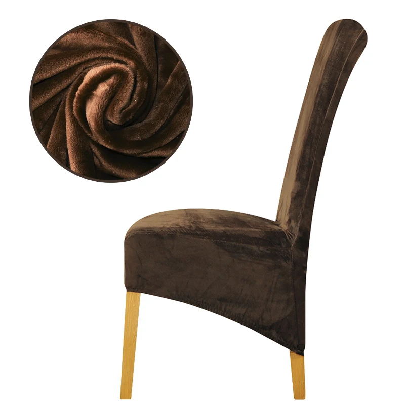 Бархатная ткань с лисами XL Размер чехлы для стульев большой размер длинная спинка Европейский стиль чехлы для стульев универсальные для ресторана отеля Вечерние - Цвет: Darkcoffee
