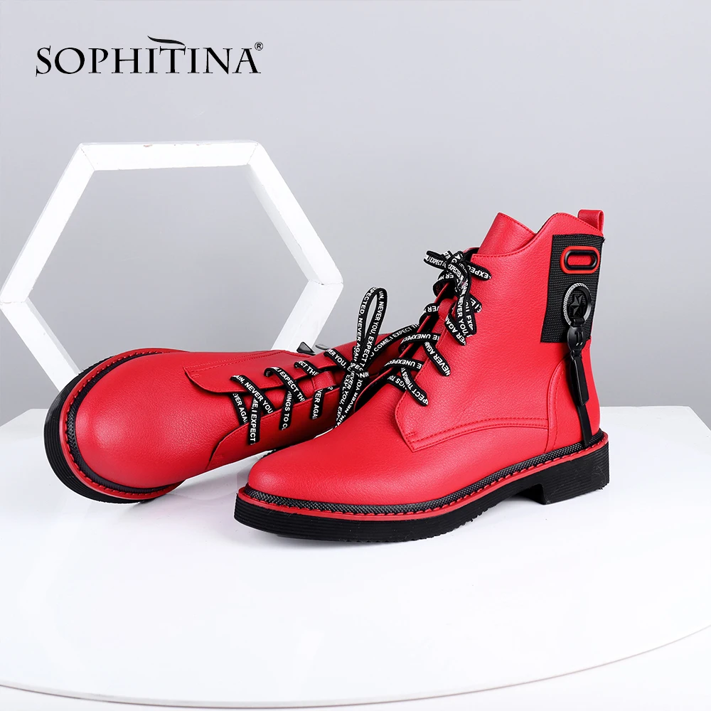 SOPHITINA/ботильоны Цвет красный черный Удобная повседневная обувь из коровьей кожи