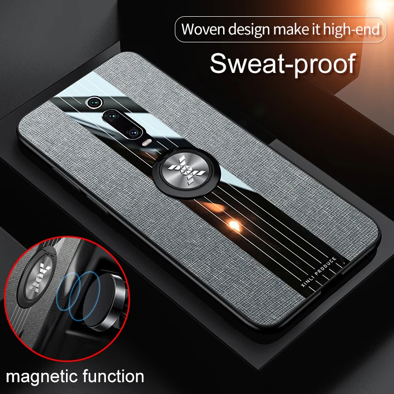 

Magnetic Finger Ring Case For Xiaomi Mi 9T Pro 9TPro Case Woven Design Make It High-End Cover For Xiaomi Mi 9T Pro Back Cover