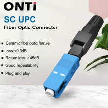 ONTi 50-400pcs Embedded SC UPC Fiber Optic Fast Connector FTTH Single Mode Optical Quick Connector SC Adapter Field Assembly
