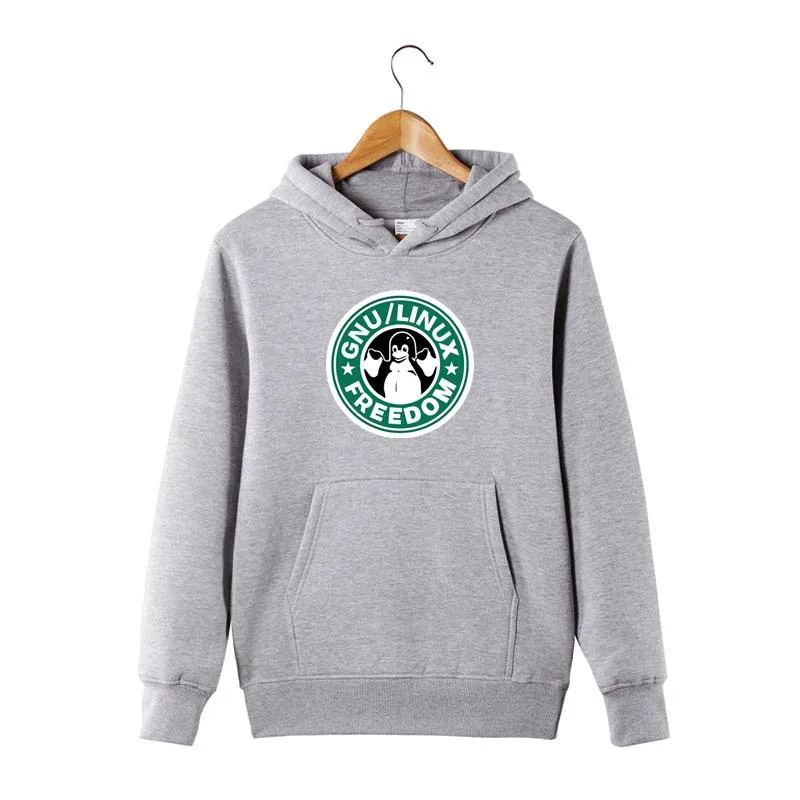 Осень и зима hohohoodies для мужчин пистолет/LINUX FREEDOM Забавный Печатный свитер с капюшоном хлопок длинный рукав флис уличная одежда
