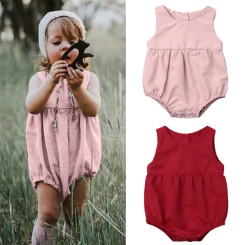 

Baby Girls Romper Summer Infant Unisex Newborn Button Sleeveless Girls Solid One-pieces Jumpsuit Baby Casual Clothes Baby Romper