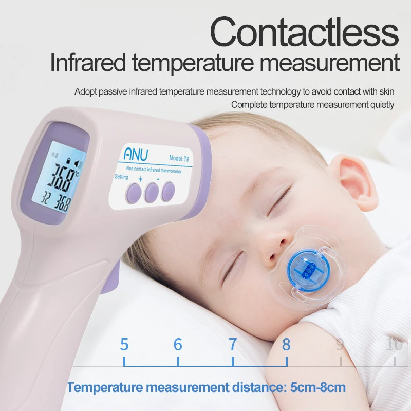 

Multifunctional Baby / Adult Digital Temperature Thermometer Infrared Without Battery Non-Contact Forehead Body Temperature Gun