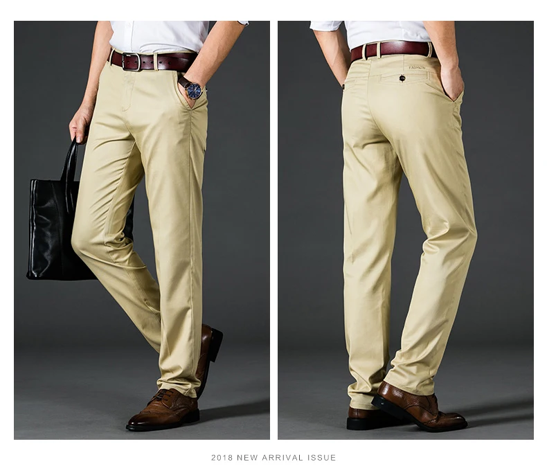 Мужские Новые прямые повседневные мужские брюки стрейч Tencel прямые брюки темно-синий черный хаки бежевый плюс размер 28-42