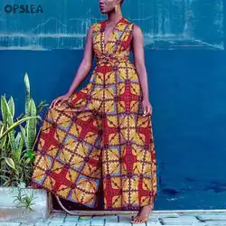 Opslea Африканский женский комбинезон с широкими штанинами 2019 осенний сексуальный этнический костюм с принтом африканская Дашики Женский