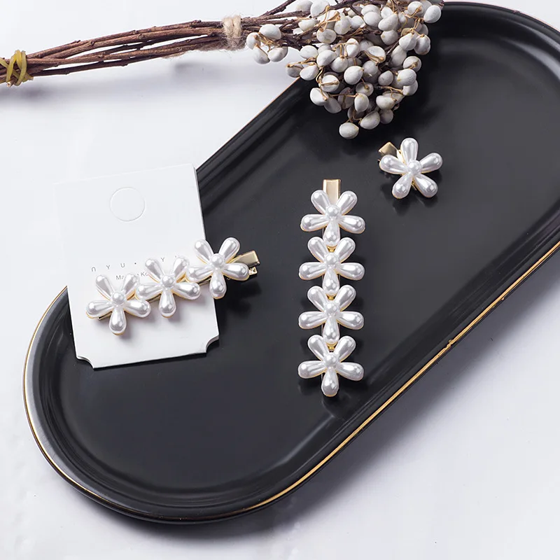 Винтажная жемчужная заколка для волос с цветами женщин 3 вида стилей Корейский
