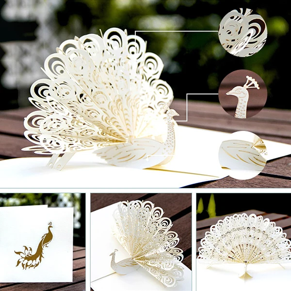 Professional3D Peacock Pop up Birthday Card for Wife Husband Kids Valentine Day Card Handmade Anniversary Wedding Cards Happy Ne